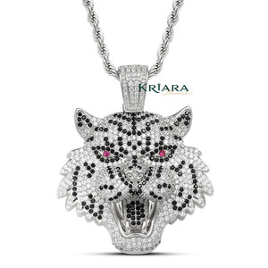 Pendentif Hip Hop Panthère pour Homme en Argent 925 Plaqué Or 18K avec Moissanite, Breloque Animale pour Usage Quotidien - Product Image 1