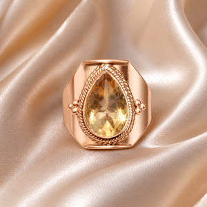 Natural Citrine Gemstone <b>Statement</b> <b>Ring</b> 925 Sterling Silver Handmade Pear Shape Boho Jewelry Gift for Women Men Christmas gift - Product Image 2