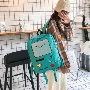 Wholesale BMO Cartoon Robot <b>Backpack</b> Nylon Anime School Bag Teens Cosplay Bookbag Resin Mesh Panel OEM Available - Product Image 5