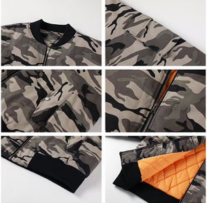Blouson bomber camouflage unisexe, fermeture éclair, col rabattu, coupe décontractée, matière polyester, vêtement d'automne - Product Image 6