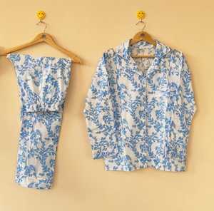 Conjunto de Pijama de 2 Piezas para Mujer, 100% Algodón, Estampado Floral, Manga Larga, Cuello en V, Cintura Media, Cierre con Cordón, Ropa de Dormir Informal de Verano - Product Image 4