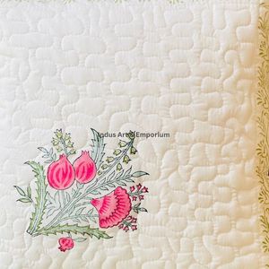 Funda de Cojín Cuadrada Decorativa de Algodón con Estampado a Mano Indio, Acolchada, 40 x 40 cm - Product Image 4