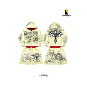 Premium Graphic Hoodie & <b>Shorts</b> Set | Street-<b>Tech</b> Performance Hoodie with Graphic Print <b>Shorts</b> | OEM Private Label Manufacturer - Product Image 1