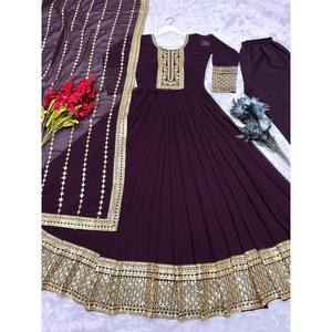 ชุด anarkali ที่สง่างามพร้อม dupatta ที่สวยงามสำหรับงานปาร์ตี้เครื่องแต่งกายงานแต่งงานดีไซน์เนอร์ - Product Image 3