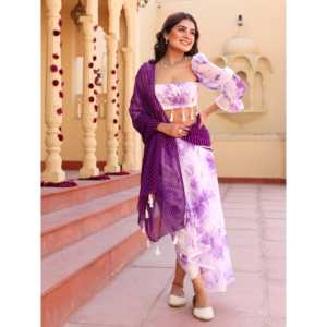 Robe Dhoti Bohème Florale Zaira Levender Taille XS Fabriquée en Tissu Chiffon - Product Image 2