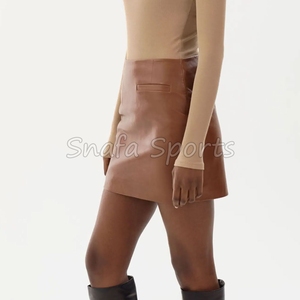 Jupe courte en cuir d'agneau véritable de haute qualité, mode féminine, mini-jupe en cuir pour femmes, à vendre - Product Image 4