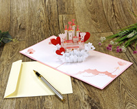 Liefde Cadeau Voor Vriendin Op Valentijn En Verjaardag Met Kasteel 3d Pop-Up Kaart