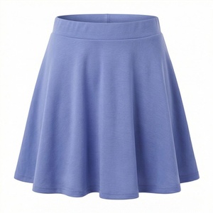 Jupe courte trapèze pour femme, couleur unie, taille élastique, polyester doux, style décontracté, toutes saisons - Product Image 1