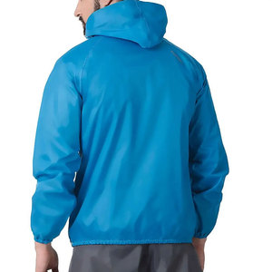 Men's Blue <b>Hooded</b> Waterproof <b>Rain</b> <b>Jacket</b> Casual Spring Outdoor Wear Polyester Shell Zipper Closure Pockets - Product Image 2