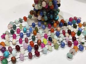 ลูกปัดหินธรรมชาติหลากสีขนาด 8 มม. แบบสายสร้อยขายเป็นฟุต - Product Image 2