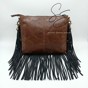 Handcrafted Cowhide Fringe <b>Sling</b> <b>Bag</b> Western Tooled Leather Crossbody Boho Tassel <b>Bag</b> for Women Turquoise <b>Bag</b> Cowgirl Purses - Product Image 5