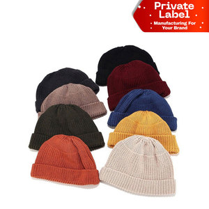 Factory Direct Warm Acrylic Classic Beanie Solid Color <b>Winter</b> <b>Cap</b> OEM Custom Logo Soft Touch Acrylic Classic Beanie Folded Cuff - Product Image 1
