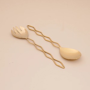 Juego de Cubiertos Modernos Dorados al por Mayor con Mango Negro, Aptos para Lavavajillas, para Bodas - Product Image 4
