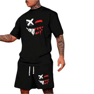 Conjunto de 2 Piezas para Hombre, Camiseta de Manga Corta con Estampado Gráfico y Pantalones Cortos con Cordón, Conjunto de Ropa - Product Image 1