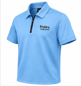 เสื้อโปโลทีมแบบกำหนดเองสำหรับผู้ชาย Index Apparel แขนสั้นแบบซิป คอปกปักลาย ชุดกีฬา - Product Image 2