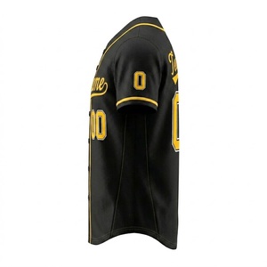 Meilleur maillot de baseball personnalisé noir et jaune, brodé, boutonné sur le devant, unisexe, adulte, coupe classique, polyester respirant, toutes saisons - Product Image 4