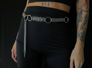 Ceinture en maille d'acier inoxydable avec anneaux en O, plaquée argent, style armure, chaîne épaisse, accessoire de taille tendance - Product Image 4