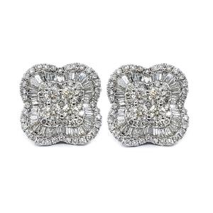Custom Made Trendy Gift 18K Solid White Gold Natural Diamond Round Shape Modern Earring Stud for Women - Product Image 1