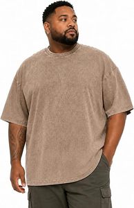 Camiseta de algodón de manga corta oversize para hombre, cuello redondo, estilo casual, corte regular, tejido de punto, ropa urbana, anti-UV, de secado rápido - Product Image 2