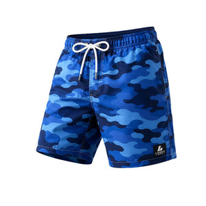 Shorts de bain pour hommes, bleu camouflage, séchage rapide, légers, avec cordon de serrage à la taille, logo personnalisé, vêtements de plage - Product Image 1