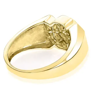 Bague de luxe pour homme EtherStar 1.00ct en or avec diamant de laboratoire, motif octogonal, baguette conique, grappe ronde et bande signet - Product Image 5