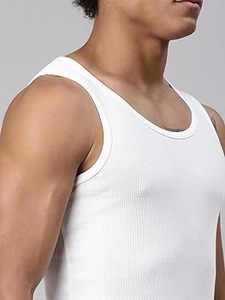 Camiseta sin mangas blanca para hombre de alta calidad, cuello redondo, jersey de algodón puro, tela transpirable diseñada para mayor comodidad y uso diario, India. - Product Image 2