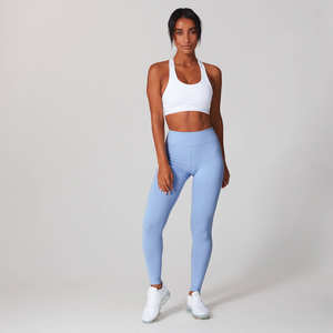 <b>Womens</b> High-Elastic Yoga Gym Outfit Solid 2-Piece Set Breathable Soft Moisture-Wicking <b>Leggings</b> <b>Crop</b> Top <b>for</b> Fitness - Product Image 1