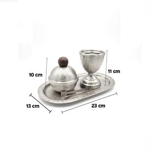 Elegante Quemador de Incienso de Metal Martillado, Cáliz Vintage para Oud con Tarro de Almacenamiento y Bandeja para Decoración Árabe de Lujo y Regalos - Product Image 4