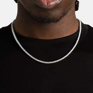 Collar de Cadena de Serpiente Chapado en Rodio de Plata 925 para Hombre, Estilo Hiphop, Uso Diario - Product Image 1