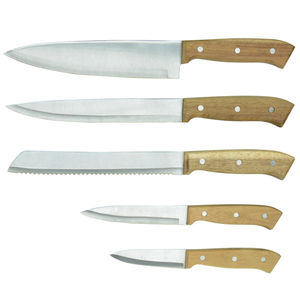 Ensemble de 5 couteaux de cuisine professionnels en acier inoxydable avec manche en bois pour la cuisine à domicile - Product Image 1