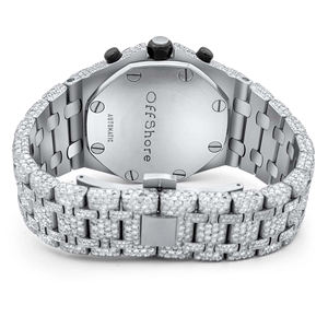 Montre à quartz pour homme en acier inoxydable, style Hip Hop, sertie de moissanite et de diamants VVS, design robuste, bracelet de 20 mm, cadran en verre, tendance - Product Image 4