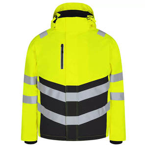 High Visibility <b>Waterproof</b> Safety <b>Jacket</b> <b>Hi</b> <b>Vis</b> Reflective Winter Workwear Parka Hood Polyester Unisex CE Certified Needle - Product Image 1