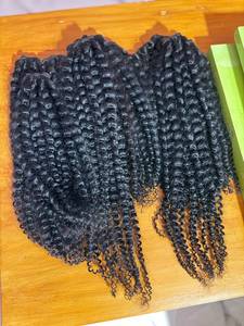 Extensions de cheveux naturels noirs vierges, bouclés style bébé, double trame, cheveux Remy vietnamiens, sans colle, densité 100% - Product Image 5
