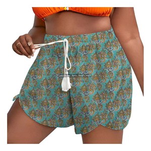 Nouveaux shorts d'été pour femmes en pur coton, taille élastique avec cordon de serrage, coupe ajustée, style loungewear - Product Image 2