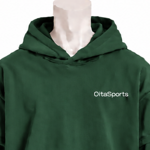 Sudadera con capucha de doble capa verde bosque, de peso pesado, con mangas superpuestas, estilo oversize y hombros caídos, para uso casual y streetwear. - Product Image 3