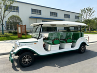 Navette électrique de style rétro vintage pour hôtel et complexe hôtelier, 11 places, carrosserie en acier à côtés ouverts, batterie améliorable, OEM
