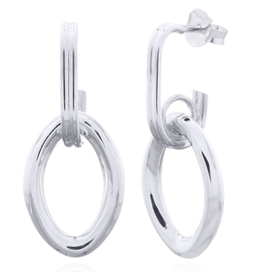 Playful Oval Doorknocker Sterling <b>Silver</b> <b>Stud</b> <b>Earrings</b> - Product Image 2