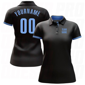 Chemises polo de golf personnalisées en polyester imprimé pour hommes, grande taille, de haute qualité et bon marché, noir, bleu clair, chemises polo de golf performantes - Product Image 2