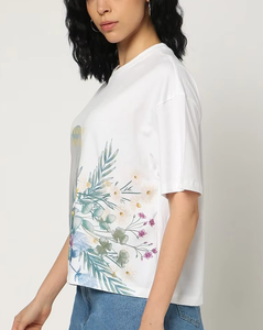 Camisetas de Mujer Personalizadas a la Moda, Tela Modal, Cuello Redondo, Estilo Veraniego, Corte Holgado, Deportivo, Casual - Product Image 4