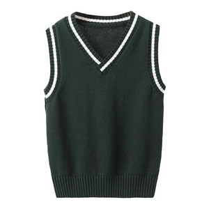 Gilet sans manches en tricot 100 % coton personnalisé pour écoliers, style uniforme scolaire britannique, vente en gros - Product Image 3