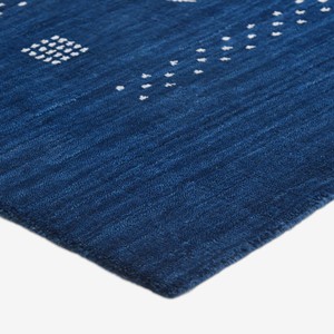 Tapis géométrique tribal bleu, style marocain minimaliste, tapis en laine tissé à la main, tapis décoratif moderne pour salon, chambre à coucher, maison - Product Image 2