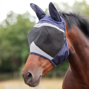 Masque anti-mouches pour chevaux, nouveau design, avec protection UV pour les oreilles, confortable, respirant, élastique, avec grandes mailles pour les yeux - Product Image 1