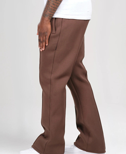 Pantalon en molleton sur mesure pour femme, taille mi-haute, coupe large, 100 % coton, avec cordon de serrage, décontracté, ample, couleur unie, longueur intégrale, style automne - Product Image 3