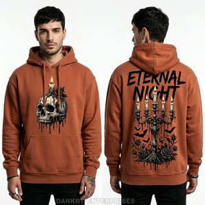 Sudadera con capucha personalizada para hombre, color granate con lavado ácido, de peso pesado, estilo streetwear, de forro polar, con gráfico gótico de espejo Memento Mori - Product Image 5