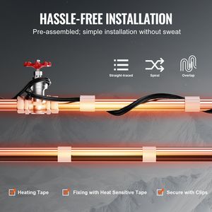 Cavo Riscaldante Autorigenerante da 24FT 5W/FT per Tubi, Nastro Termico per Sciogliere la Neve sul Tetto e Proteggere le Grondaie dal Congelamento - Product Image 6