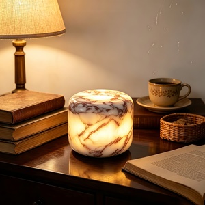 Lampe de table en marbre, lumière d'ambiance miniature, lampe de chevet décorative pour la maison, le bar, la villa - Product Image 5