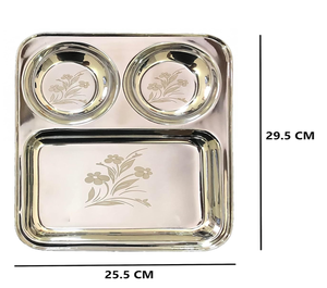 Plato Thali de Acero Inoxidable con Múltiples Compartimentos, Proveedor Indio |   Acabado de Espejo, Fácil de Limpiar |   Precio de Fábrica Accesible - Product Image 2