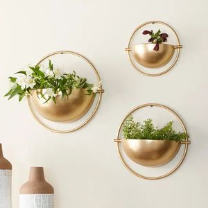 Pot de fleurs suspendu en fer doré pour plantes d'intérieur et d'extérieur, balcon, jardin, terrasse et décoration moderne de la maison - Product Image 1