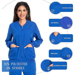 Blouse de travail unisexe pour le personnel médical, professionnelle, à manches longues, confortable, légère, en toile résistante, avec poche pour instruments - Product Image 6
