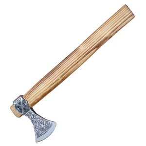 Premium Hand Forged Stainless Steel Viking Bearded <b>Axe</b> With <b>Wooden</b> Handle OEM Viking <b>Axe</b> Hand Leather Sheath Cover Hatchet. - Product Image 5